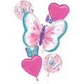 Fluttering Butterflies Foil Balloon Bouquet, 5pc